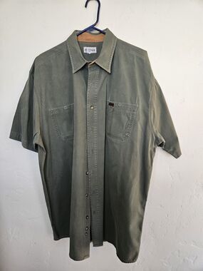 Carhartt Shirt Mens 2XL Green Button Down Short Sleeve Utility Workwear Pockets
